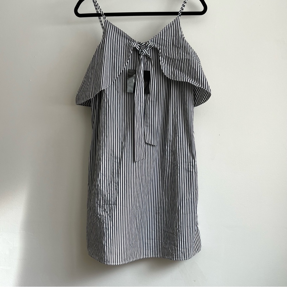 Kazo black & White Pinstripe Front Tie Up Sundress